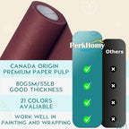 PerkHomy 17.8" x 1,440" (120') Wine Red Kraft Paper Roll for Craft Bulletin Board Paper Art Table Covering Crafting Gift Wrapping Bouquet Packing Parcel 80GSM 55LB (Wine Red, 17.8" x 120')