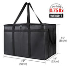 Bodaon 2-Pack Insulated Food Delivery Bag for Hot and Cold Meal, XXXL, Black, Grocery Tote Insulation Bag for Catering, Large Pizza Warmer