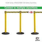 Crowd Control Warehouse CCW Series RBB-150 - Set of 2 Stanchion Retractable Belt Barriers - 16 Foot, Blue Belt with Red Post - Easy Assembly