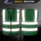 Reflective Mesh Safety Vest for Men Women with 5 Pockets and Zipper Front High Visibility Mesh Vest Hi Vis Construction Work Vest,Meets ANSI/ISEA Standards(EK175-Green-XL)