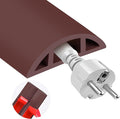 MYFAMIREA 10FT Floor Cord Cover for Wire Self Adhesive Cable Cavity Management PVC Extension Cord Hider Power Floor Wire Protector Cover Prevent Cable Trip for Office Home Outdoor (Brown, 1.97'')