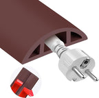MYFAMIREA 10FT Floor Cord Cover for Wire Self Adhesive Cable Cavity Management PVC Extension Cord Hider Power Floor Wire Protector Cover Prevent Cable Trip for Office Home Outdoor (Brown, 1.97'')