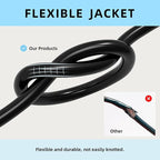 EP 15 Ft Outdoor Extension Cord - 12/3 SJTW Heavy Duty Black Extension Cable with 3 Prong Grounded Plug - Power Cord for Lawn, Garden, Appliances