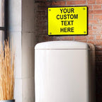 Aluminum Weatherproof Metal Sign Multiple Sizes Custom Personalized Text Here Yellow Black Caution Horizontal Street Signs 14x10Inches