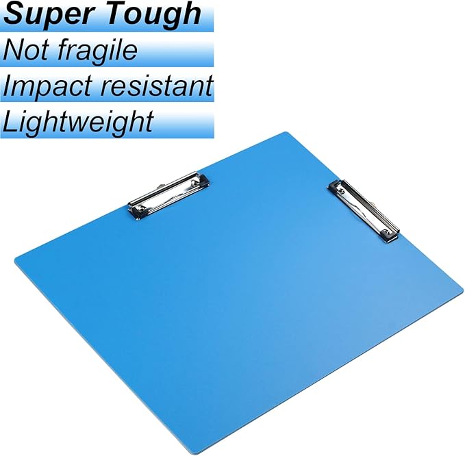 Acocony 11x17 Clipboard Double Clip Super Tough Extra Large Clipboard Not Fragile Low Profile Clip 11 x 17 Clipping PP Plastic Blue Pack of 1