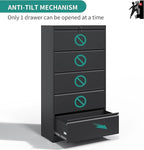 5 Drawer Lateral File Cabinet, Metal Filing Cabinets for Home Office, Steel Storage Wide File Cabinet for Letter/Legal/F4/A4 Size with Hanging Bars, Assembly Required (Black)