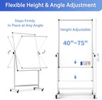 Rolling Whiteboard on Wheels, Double-Sided Magnetic Dry Erase Board with Stand, Mobile White Board for Office, Classroom, Home (28" x 40")