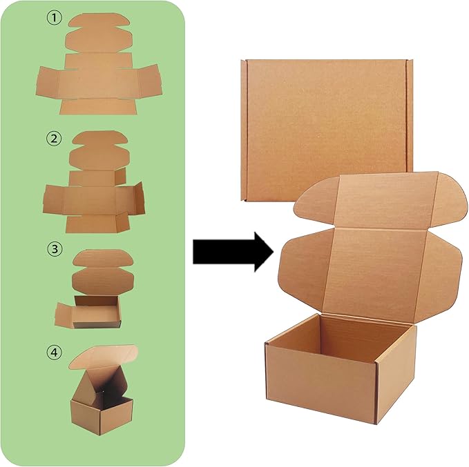 10x10x3 inch Shipping Boxes，Bulk 20 Pack，Brown Corrugated Mailers Cardboard Literature Mailer Box for Packaging Business, Mailing,Moving and Storage，Small Gift Boxes for Wrapping Mailing Present