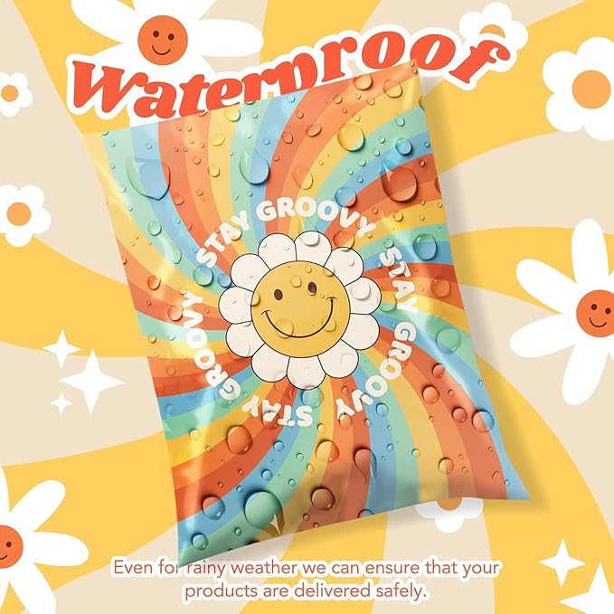 Metronic Cute Poly Mailers 10x13" 1200pc Shipping Bags for Clothes,Self Seal Shipping Envelopes for Small Business,Waterproof Mailers Poly Bags,Packaging Mailing Bags Rainbow Smile Face