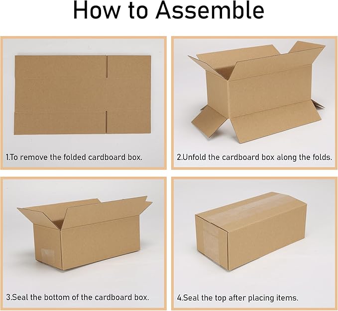 CRUGLA 40 Packs 8x4x3 Shipping Boxes for Small Business, Corrugated Cardboard Boxes Bulk for Shipping Packing Mailing