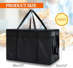 Maxcheck 2 Pcs Insulated Bags for Food Delivery XXXL Large Capacity Hot Grocery Tote Bag Reusable Warming Pizza Catering Carrier for Commercial Travel Lunch Shopping Gifts (Black)
