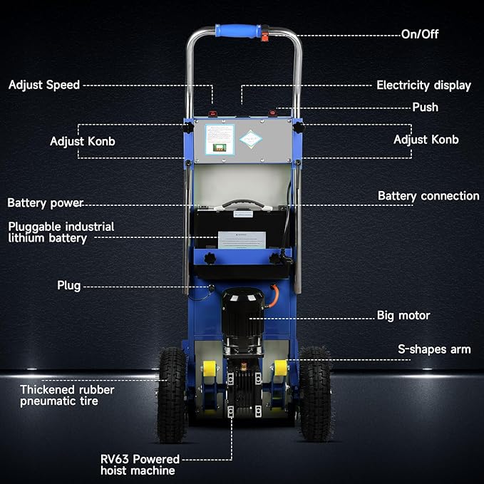 Electric Stair Climbing Dolly, 1250W Electric Hand Truck with Telescopic Handle, 3 Mode Folding Stair Climber 900lbs Max Load Capacity for Effortless Moving of Furniture & Equipment (Blue)