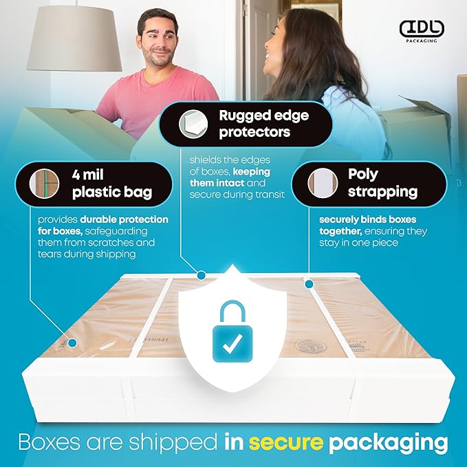 Large Shipping & Moving Boxes 20"L x 12"W x 8"H (20-Pack) - Extra Strength 200 lb vs Regular - Corrugated Heavy-Duty Large Moving Boxes - Packing Box for USPS, FEDEX - Big Box by IDL Packaging