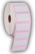 2.25" X 1.25" Direct Thermal Perforated Stickers Labels for Barcodes, Address, Consignment - Compatible with Zebra, Rollo, Godex and More (Pink Border, 6 Rolls)