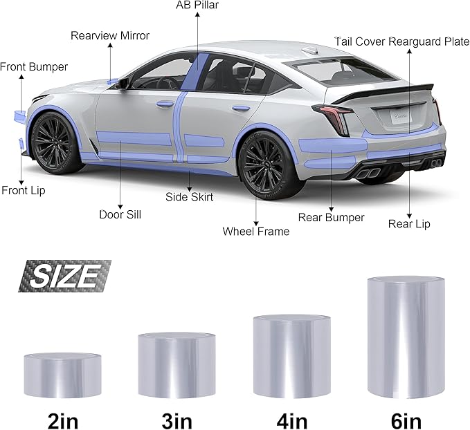 Lypumso Clear Vinyl Wrap Tape, Car Door Edge Guard Door Sill Protector, Transparent Paint Protection Film for Most Cars Rearview Mirror Handle Bumper Window Stair (Clear, 4inch x 30ft)