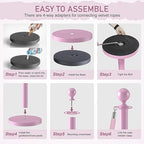 kaiyomi 4Pcs Stanchions with Pink Velvet Ropes Set, 5 Feet Velvet Ropes and Posts Poles for Red Carpet Party Decoration and 360° Photo Booth (Pink)