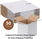 FARRAY Shipping Boxes 4x4x4 inches (Inner Size), 50 Pack Sturdy Kraft Corrugated Small Cardboard Boxes for Mailing Packing,White