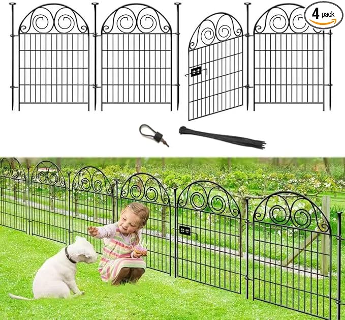 Garden Fencing 36 Inch High, 4 Panels Total Length 8.8 Ft Dog Fences Outdoor for Yard, Dog Digging Fence Barrier, Reusable Defense Fence for Yard│Patented