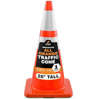 Xpose Safety 28 Inch Orange Traffic Cones with 6" & 4" Collars, 1-Pack - Multipurpose PVC Plastic Safety Cone for Parking, Soccer, Caution, Kids and Construction - DOT Approved