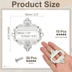 uxcell 10 Pcs Metal Label Holder, 2.2 x 2.4 Inch Small Vintage Card Frame Tag Floral Lace Label Holder with Screws for File Boxes Drawers Door Cabinet Book Shelves, White Nickel