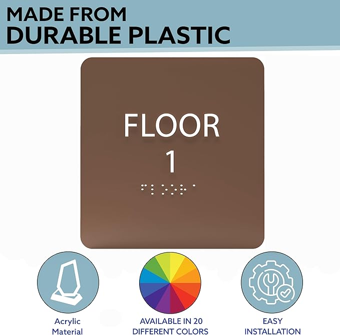 Royal ADA Floor 1 Sign with Braille – Made from Durable Acrylic and Ready to Mount