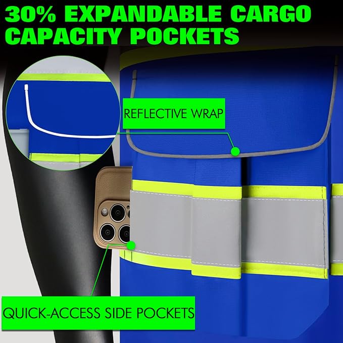 BeautyWill Custom Logo 10 Pockets Safety Vest Class2 ANSI Certified High Visibility Reflective Vest