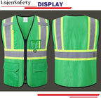 Hi Vis Reflective Safety Vest for Men Women with Multiple Pockets High Visibility Mesh Construction Work Vest,Meets ANSI/ISEA Standards(EK1-178-Green-L)