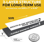 X-bet MAGNET Dry Erase Magnetic Strips 50 feet x 1inch x Total Thickness 0.5mm+Marker+1 Dry Erase Marker
