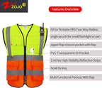 zojo High Visibility Safety Vests With Pockets,Pack of 10,Wholesale Reflective Vest for Outdoor Works, Cycling, Jogging, Walking,Sports - Fits for Men and Women (2XL-Mix Yellow & Orange)