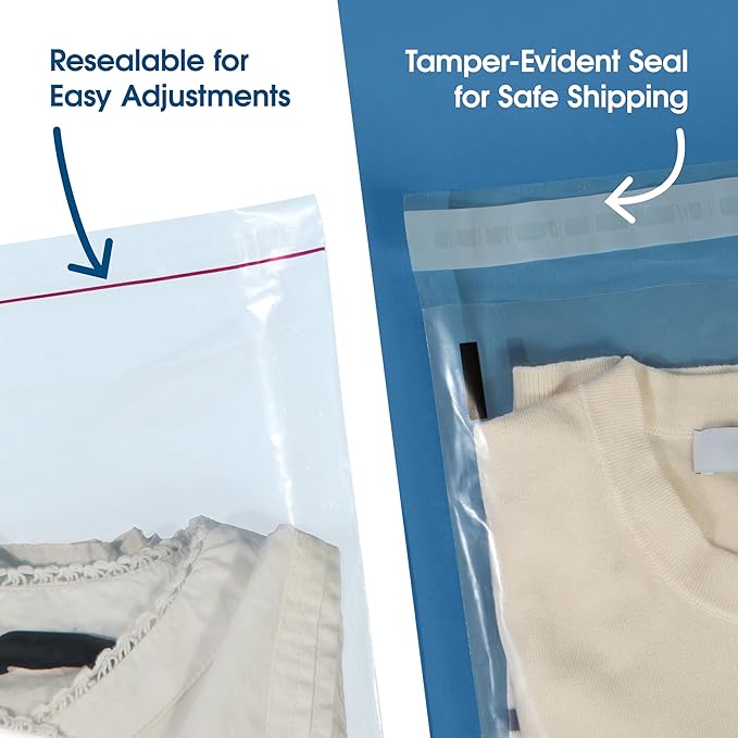 Spartan Industrial - 10” X 13” (200 Count) Self Seal Clear Poly Bags with Suffocation Warning for Packaging, T Shirts - Resealable Glue