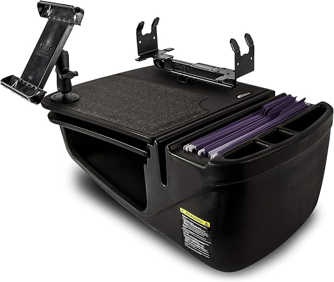 AutoExec AE-GMCD-PI-TAB-PS-BT GripMaster Car Desk for Your Vehicle Workstation and Mobile Office, Black with 400 watt Power Inverter,Tablet Mount and Printer Stand