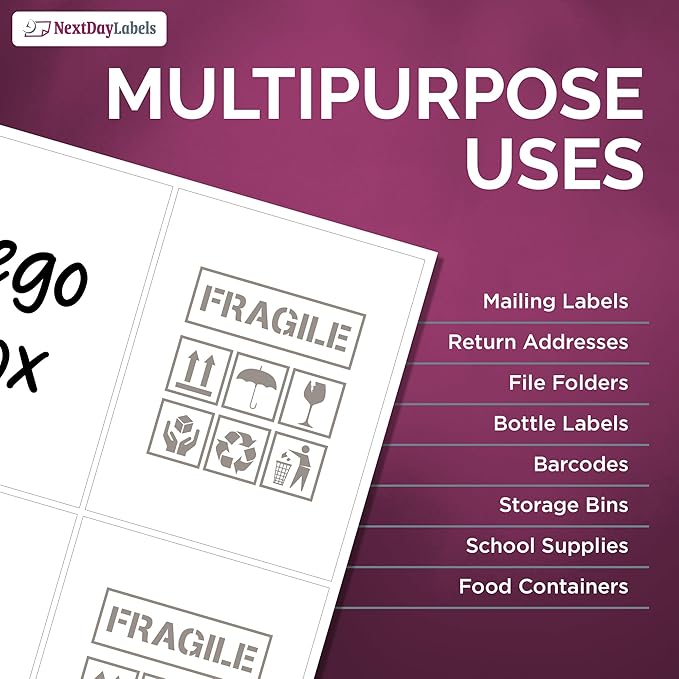 NextDayLabels – 4” x 5” Rectangular Sticker Labels for Printer - White Laser/Inkjet Printer Labels Return Address Labels Shipping Label Stickers (250 Sheets, 4 Per Sheet, 1000 Labels)