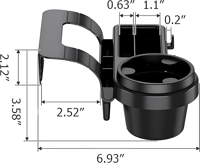 GDQ 4-in-1 Car Window Organizer - Clip-On Cup Holder & Phone Mount with Hooks | No Drill Universal Fit for SUV/Truck/Sedan | Insert Installatio（1 Pack）
