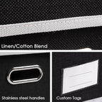 PRANDOM Extra Large Collapsible Storage Bins with Lids [3-Pack] Linen Fabric Foldable Storage Baskets Boxes Organizer Containers Cube with Cover for Bedroom Closet Office Nursery (22.8x15.7x13.8)