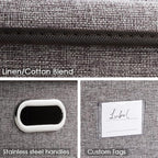 PRANDOM Large Collapsible Storage Bins with Lids [3-Pack] Linen/Cotton Blend Foldable Storage Boxes Organizer Containers Baskets Cube with Cover for Home Bedroom Closet Office Nursery(17.7x11.8x11.8)