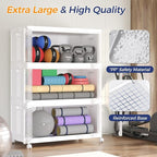 90GAL Large Stackable Storage Bins with Lid and Wheels, 360Qt Collapsible Organizer Cabinet with Clear Door, for Closet, Bedroom, Kitchen, Garage, 3-Pack White