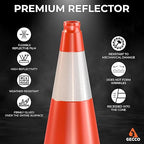 GECCO ™ (6 Pack) 18 Inch 3.3 Lb Small Orange Traffic Cones Set | Safety Cones, Orange Cones, Parking Cones, Construction Cones, Road Cones | PVC Plastic & Black Base - [PRO Series]