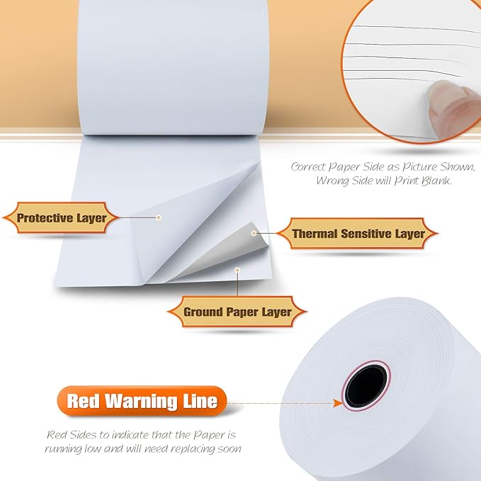 (200 Rolls) 3 1/8" x 230' Thermal Paper, POS Receipt Paper for Retail Business Cash Register, Fits Most Credit Card Terminal Point Of Sale