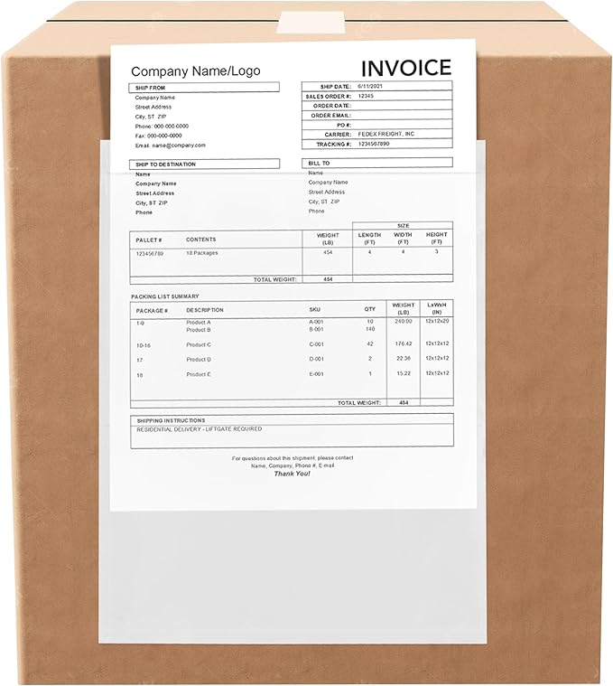 2000 Count 10" x 12" Shipping Label Envelopes, Clear Packing List Pouches with Self-Adhesive Back, Top Loading for Shipping Labels Sleeves, for Packing Slips, Labels Invoices & Paperwork. GPI