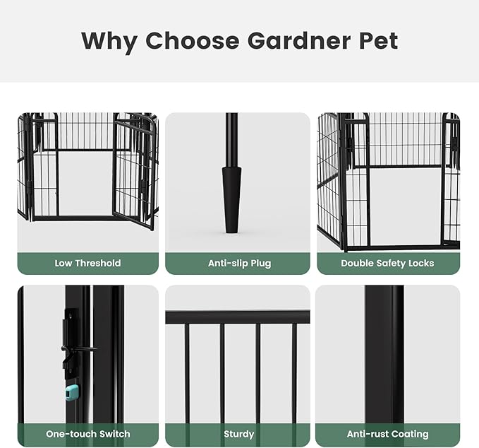 Decorative Garden Fence 24in(H) x44in(L), Thicken 2 Panels Metal No Dig Outdoor Dog Fence for Yard,Heavy Duty Animal Barrier for Dog and Rabbit, Garden Border Fence, Black