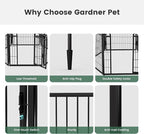 24 in(H) Decorative Garden Fence Outdoor for Yard with Gates,Heavy Duty Iron 8 Panels Total 14.7ft(L) Anti Dig Fence with Gravity Automatic Lock for Indoor/Outdoor Decorative Dog Fence,Black
