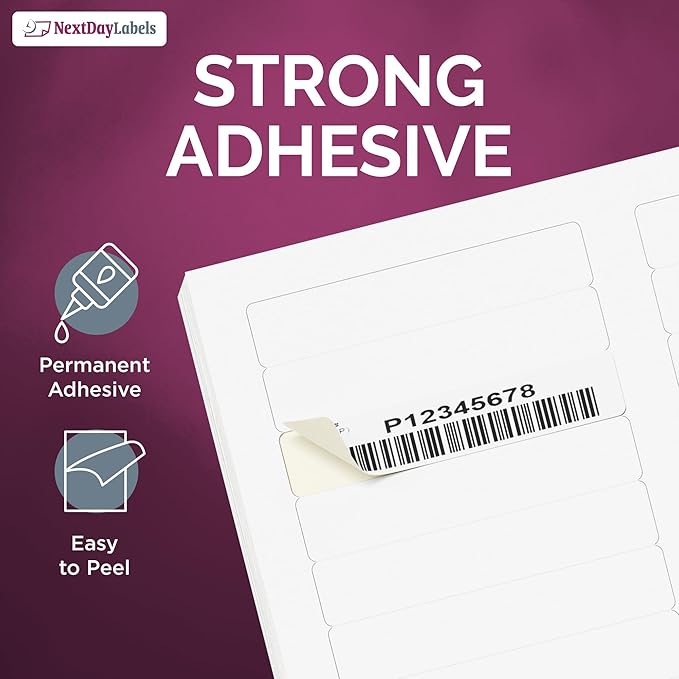 NextDayLabels - 3-7/16" x 2/3" Rectangular Sticker Labels for Printer - White Laser/Inkjet Printer Labels Return Address Labels Shipping Label Stickers (1000 Sheets, 30 Per Sheet, 3000 Labels)