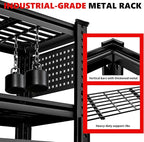 SILVEL 48.2"W Garage Shelving, 5000LBS Heavy Duty Metal Shelving, 2025 Grid Storage Shelves, 2 Side Pegboards, Industrial 5 Tier Shelves for Basement Pantry Warehouse Supermarket, 72.2" x24.2" x48.2"