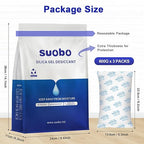 Large Silica Gel Packets, 600 Gram 3 Packs Desiccant Packs Reusable, Dehumidifier Packs for Car Desiccant, Large Moisture Absorbers for Car, Safe, 3D Filaments, Basement Garage