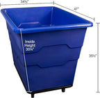 Commercial 16 Bushel Utility Cart with Steel Base, Poly Box Basket Truck, Laundry Cart, and Rolling Trash Bin, 47-Inch x 34.75-Inch x 35.5-Inch, 1000 Pound Weight Capacity, Yellow