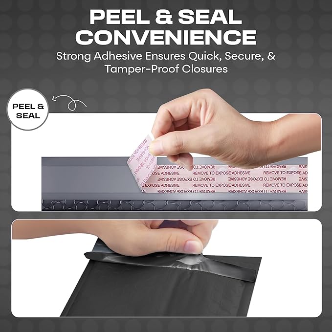 Black Small Bubble Mailers 4x8 Inch #000 | Thick Padded Poly Bubble Mailer Envelopes | 1000 Pack Bulk | Trading Card Sports Card Shipping