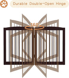 Freestanding Pet Gate for Dogs, Foldable Wooden Dog Gate for House, Indoor Dog Gate for Doorways, Stairs, Gates for Dogs Indoor, Support Feet Included, 24" Height 3 Panels, Brown