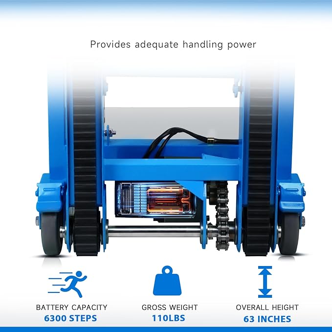 1250W Electric Stair Climbing Dolly - 900lbs Capacity, 3-Mode Folding Hand Truck W/Telescopic Handle, Non-Slip Wheels for Moving Furniture, Appliances (Blue)