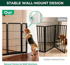 FXW Dog Gate Extra Wide Designed for Indoor Use, Adjustable Width Up to 83-inch Wide (32" H 3 Wire Panels for Small and Medium Dogs), Black