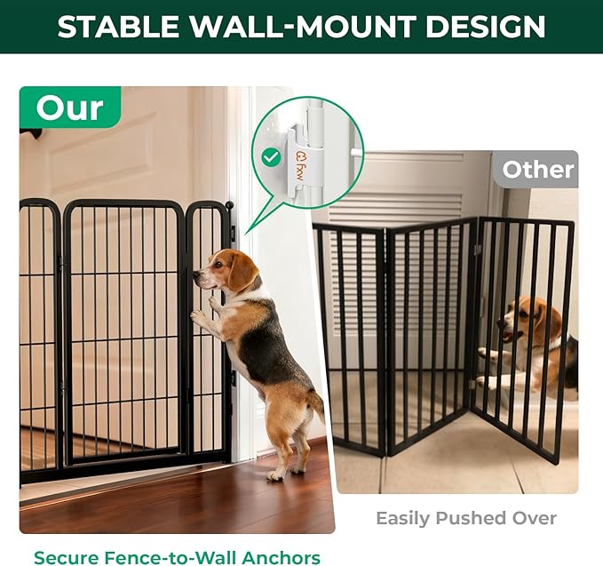 FXW Dog Gate Extra Wide Designed for Indoor Use, Adjustable Width Up to 55-inch Wide (32" H 2 Wire Panels for Small and Medium Dogs), Black